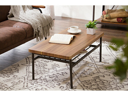 センターテーブル おしゃれ 棚付き 収納 木目 スチール ブラウン リビング テレワーク 在宅勤務 一人暮らし 新生活 テーブル ローテーブル リビングテーブル 座卓 棚付 モダン レトロ 北欧 ヴィンテージ