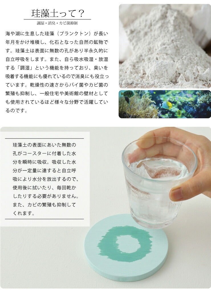 珪藻土コースター 丸型 4枚セット 珪藻土 コースター セット 丸形 円形 吸水 速乾【メール便配送】