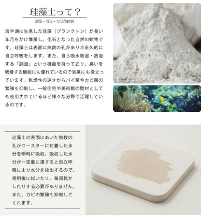 珪藻土コースター四方形4枚セット【メール便配送】