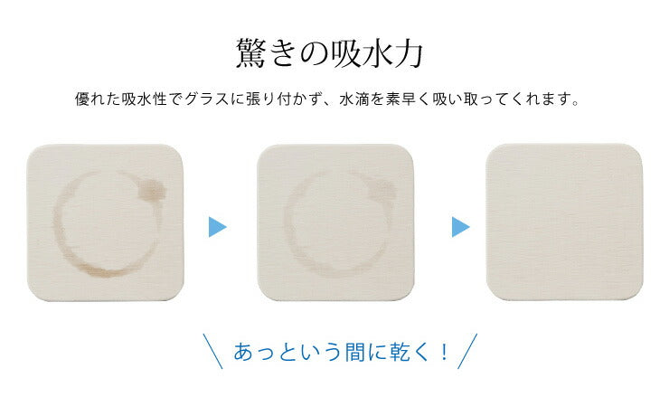 珪藻土コースター四方形4枚セット【メール便配送】