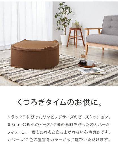 ビーズクッション 特大 Lサイズ 58x58x35 極小ビーズ 大きい ジャンボ 洗える 北欧 おしゃれ ウォッシャブル マイクロビーズクッション 抱き枕 いす フロアクッション 枕 座椅子 ソファ マイクロビーズ クッション