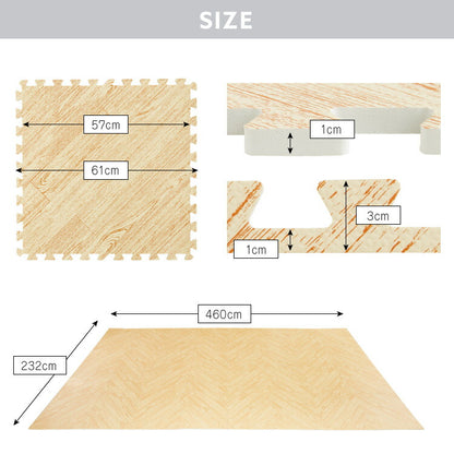 ジョイントマット 大判 2色 ヘリンボーン柄 61×61cm×厚さ1cm カットOK 床暖房対応 防音 抗菌防臭 水洗い可 PE樹脂 シンプル 北欧 おしゃれ マット プレイマット フロアマット ベビーマット 赤ちゃん キッズ 品質検査