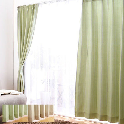 カーテン 遮光 遮光カーテン 北欧 裏地 ミラーレース [遮光カーテン2枚×ミラーレース2枚 4枚組 【line ライン】 3級遮光 幅100ｃｍ 丈135～200ｃｍ]