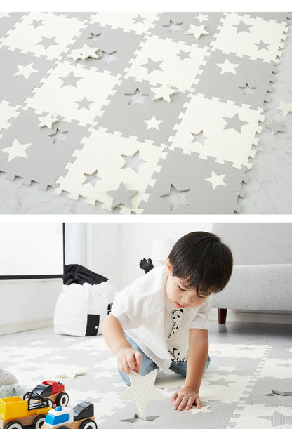 パズルマット 星柄 36枚組 32×32cm 抗菌防臭 ジョイントマット プレイマット フロアマット マット キッズラグ ラグ 子供 防音