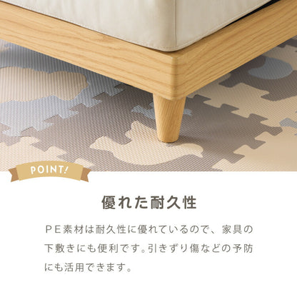 パズルマット ジョイントマット 36枚組 動物柄 くすみカラー 32×32cm 10mm 厚手 防音 保温 衝撃吸収 滑り止め 耐熱 抗菌 防臭 水洗いOK 北欧 ナチュラル 淡色 プレイマット マット 知育 子供部屋