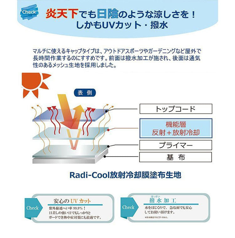世界初 放射冷却素材 Radi-Cool 日傘 長傘 ひんやり 温度上昇を抑える 使用時80cm 収納時68cm ラディクール 冷感 クール 冷たい UVカット 撥水 夏 涼しい おしゃれ 可愛い かわいい(代引不可)