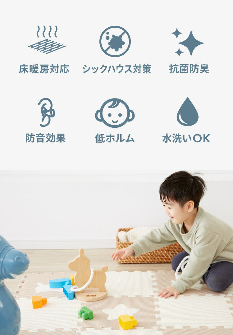 ジョイントマット 36枚組 32x32cm キッズ 子供部屋 ベビー 赤ちゃん フロアマット プレイマット ベビーマット 幼児 子供部屋 防音 断熱 保温 水洗い かわいい 可愛い おしゃれ 抗菌 防臭 加工 床暖房対応 厚手 Rody ロディ