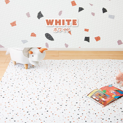 ジョイントマット 大判 61cm 32枚 テラゾー柄 大理石 PE樹脂 低ホルムアルデヒド 6畳相当 32枚組 洗える 防音 断熱 保温 サイドパーツ付 レイアウト自由 安心素材 おしゃれ フロアマット プレイマット