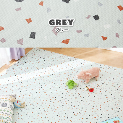 ジョイントマット 大判 61cm 32枚 テラゾー柄 大理石 PE樹脂 低ホルムアルデヒド 6畳相当 32枚組 洗える 防音 断熱 保温 サイドパーツ付 レイアウト自由 安心素材 おしゃれ フロアマット プレイマット