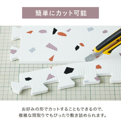 ジョイントマット 大判 61cm 32枚 テラゾー柄 大理石 PE樹脂 低ホルムアルデヒド 6畳相当 32枚組 洗える 防音 断熱 保温 サイドパーツ付 レイアウト自由 安心素材 おしゃれ フロアマット プレイマット