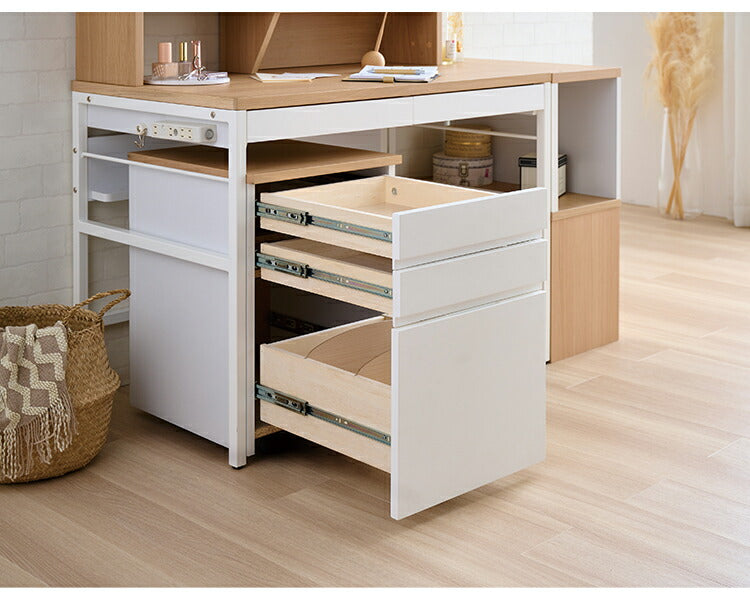 デスクワゴン KOIZUMI コイズミ 完成品 木製 リフティングワゴン 昇降式 スリム 収納 引き出し 木製 キャスター付き 大容量 コンパクト デスク 机 棚 サイドワゴン デスク下 おしゃれ 北欧 シンプル(代引不可)