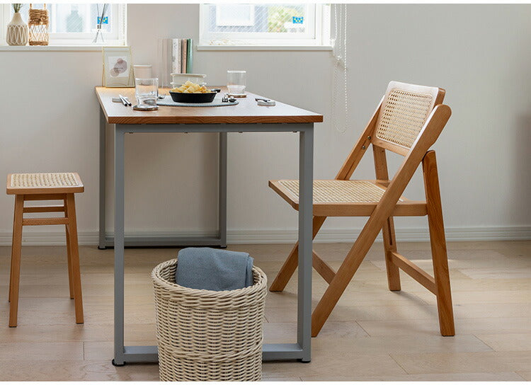 フォールディングチェア 折り畳み式 天然木 ラタン 幅42 奥行49 高さ78cm(座面高41.5cm) 完成品 折りたたみ椅子 リビング ダイニング デスク 来客用 作業用 籐家具 椅子 チェア amu/アム AMU-FC01(代引不可)