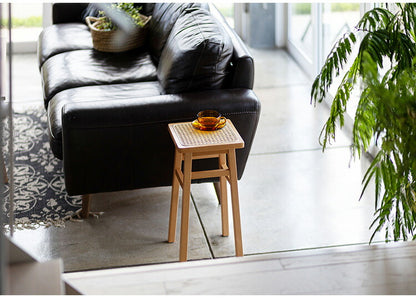 スツール 天然木 ラタン 幅25 奥行25 高さ45cm 完成品 軽量 コンパクト おしゃれ リビング ダイニング 来客用 籐家具 椅子 チェア amu/アム AMU-S02(代引不可)