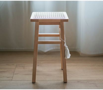 スツール 天然木 ラタン 幅25 奥行25 高さ45cm 完成品 軽量 コンパクト おしゃれ リビング ダイニング 来客用 籐家具 椅子 チェア amu/アム AMU-S02(代引不可)