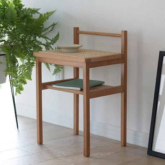 サイドテーブル 棚付き 天然木 ラタン 幅35 奥行27 高さ53cm 完成品 軽量 コンパクト シンプル おしゃれ かわいい リビング ダイニング ベッドサイド 籐家具 机 テーブル amu/アム AMU-T03(代引不可)