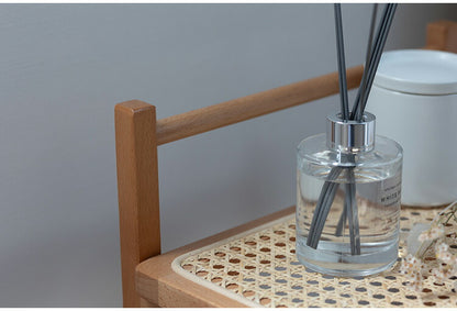 サイドテーブル 棚付き 天然木 ラタン 幅35 奥行27 高さ53cm 完成品 軽量 コンパクト シンプル おしゃれ かわいい リビング ダイニング ベッドサイド 籐家具 机 テーブル amu/アム AMU-T03(代引不可)