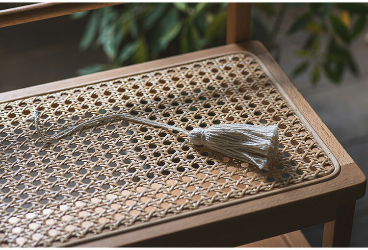 サイドテーブル 棚付き 天然木 ラタン 幅35 奥行27 高さ53cm 完成品 軽量 コンパクト シンプル おしゃれ かわいい リビング ダイニング ベッドサイド 籐家具 机 テーブル amu/アム AMU-T03(代引不可)