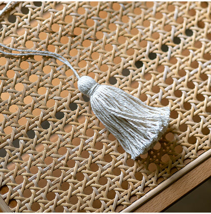 サイドテーブル 棚付き 天然木 ラタン 幅35 奥行27 高さ53cm 完成品 軽量 コンパクト シンプル おしゃれ かわいい リビング ダイニング ベッドサイド 籐家具 机 テーブル amu/アム AMU-T03(代引不可)