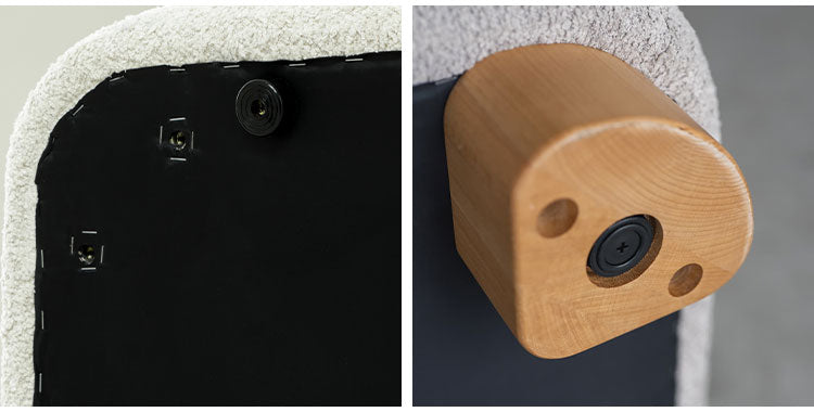 アームソファ 北欧風 木脚 天然木 アジャスター付き ブークレ生地 ローソファ 肘掛け ソファ 韓国インテリア 一人暮らし ワンルーム リビング 新生活 右肘 左肘 ソファー 幅115cm 脚 取り外し可(代引不可)