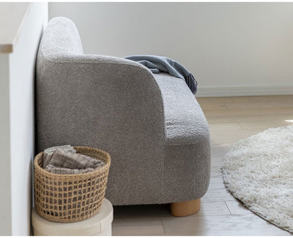 アームソファ 北欧風 木脚 天然木 アジャスター付き ブークレ生地 ローソファ 肘掛け ソファ 韓国インテリア 一人暮らし ワンルーム リビング 新生活 右肘 左肘 ソファー 幅115cm 脚 取り外し可(代引不可)