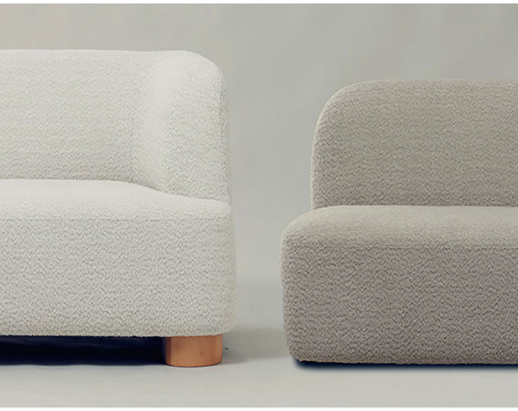 アームソファ 北欧風 木脚 天然木 アジャスター付き ブークレ生地 ローソファ 肘掛け ソファ 韓国インテリア 一人暮らし ワンルーム リビング 新生活 右肘 左肘 ソファー 幅115cm 脚 取り外し可(代引不可)