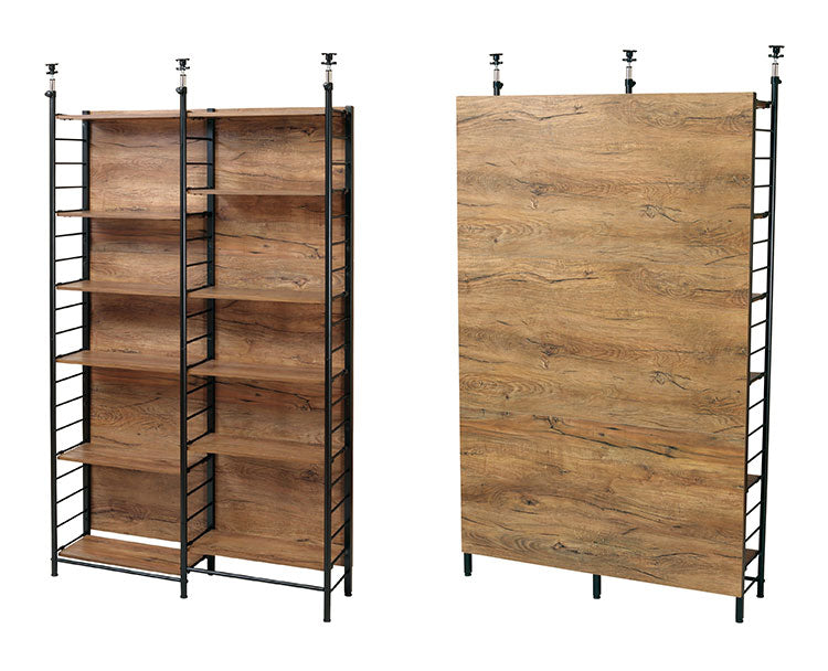 スクリーンラック ブラウン ナチュラル 壁面収納 パーテーション パーティクルボード 間仕切り オープンラック 収納ラック 壁面ラック 棚 壁 本棚 パーテーション 衝立(代引不可)