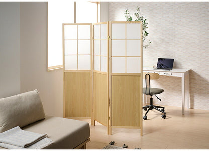 カジュアルパーテーション 3連 衝立 高さ150cm 折り畳み式 木製 天然木 間仕切り 完成品 目隠し 折りたたみ 軽量 リビング 和風 和室 オフィス 飲食店 衝立3連 ブラインド JP-C150(NA) JP-C150(WH)(代引不可)