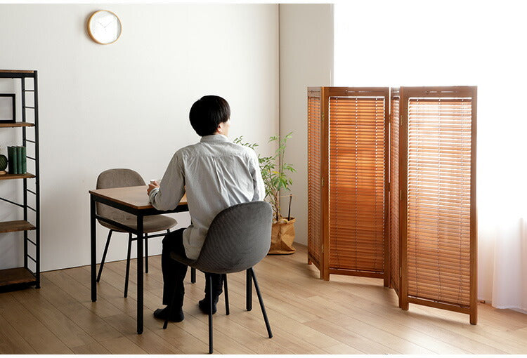 ブラインドパーテーション 衝立4連 高さ135cm 折りたたみ 間仕切り 風よけ 木製 天然木 目隠し 軽量 自立 寝室 エアコン風よけ ブラインド 洋室 和室 JP-LB4S(BR) JP-LB4S(MBR) JP-LB4S(NA)(代引不可)
