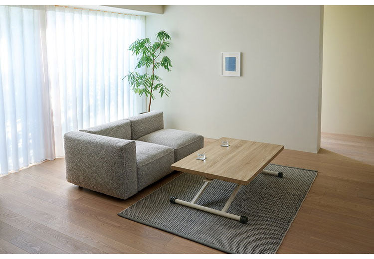 リフトテーブル 90×60 伸長式 テーブル 昇降テーブル ダイニングテーブル リビングテーブル 高さ調節 シンプル おしゃれ コンパクト 木目調 キャスター付(代引不可)