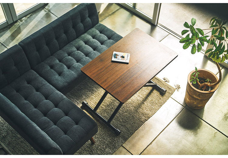 リフトテーブル 90×60 伸長式 テーブル 昇降テーブル ダイニングテーブル リビングテーブル 高さ調節 シンプル おしゃれ コンパクト 木目調 キャスター付(代引不可)