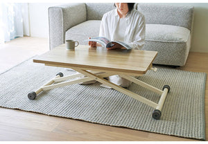 リフトテーブル 90×60 伸長式 テーブル 昇降テーブル ダイニングテーブル リビングテーブル 高さ調節 シンプル おしゃれ コンパクト 木目調 キャスター付(代引不可)
