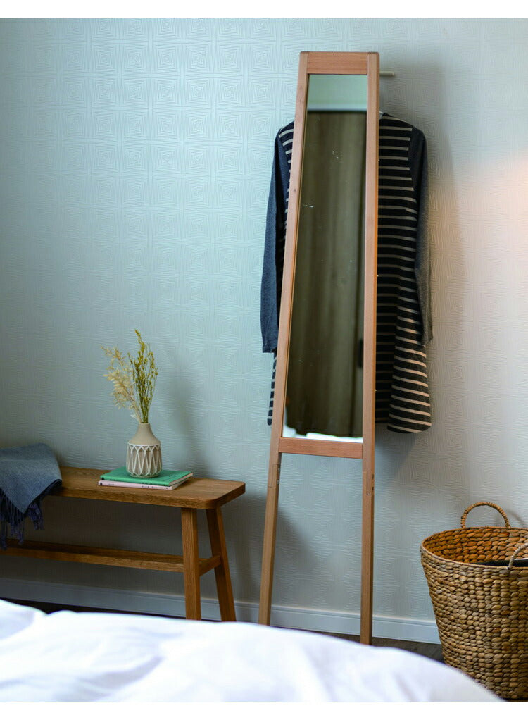 立て掛けミラー 全身鏡 姿見 スリム 立て掛けミラー 木製 天然木 立て掛け 高さ160cm 幅31cm リビング 玄関 おしゃれ 北欧 ナチュラル シンプル 鏡 ミラー 全身 姿見鏡 姿見ミラー 全身ミラー(代引不可)