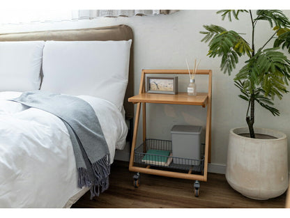 テーブルワゴン タブレットスタンド 収納カゴ キャスター付き テーブル ワゴン 天然木 収納 キャスター付きワゴン 作業台 おしゃれ かわいい シンプル サイドテーブル サイドワゴン デスク(代引不可)