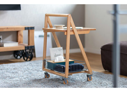 テーブルワゴン タブレットスタンド 収納カゴ キャスター付き テーブル ワゴン 天然木 収納 キャスター付きワゴン 作業台 おしゃれ かわいい シンプル サイドテーブル サイドワゴン デスク(代引不可)