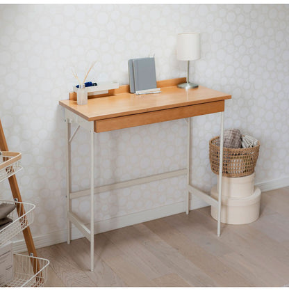 LIV ホームデスク デスク 机 幅80 奥行き40 コンパクト リビング学習 コンソールテーブル 収納 スタンド付 シンプル ナチュラル サイドフック PCデスク コンソールテーブル 在宅 ワークデスク(代引不可)