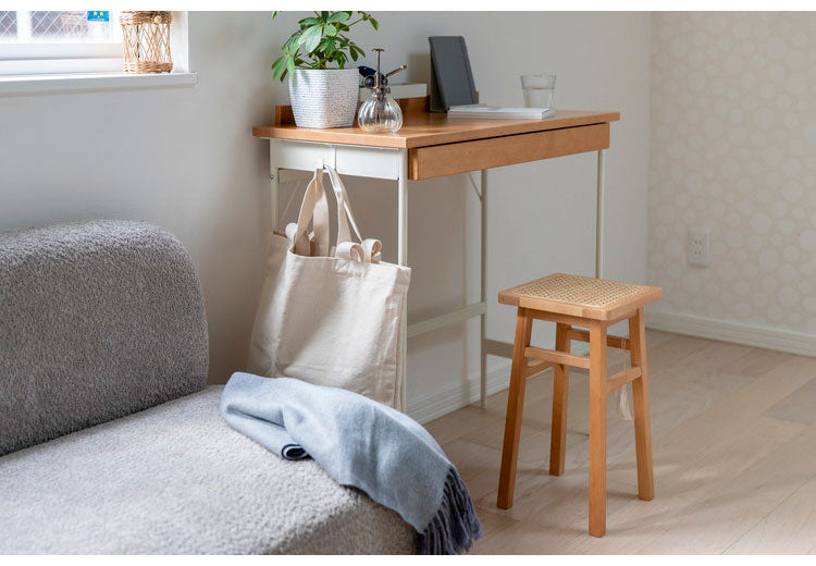 LIV ホームデスク デスク 机 幅80 奥行き40 コンパクト リビング学習 コンソールテーブル 収納 スタンド付 シンプル ナチュラル サイドフック PCデスク コンソールテーブル 在宅 ワークデスク(代引不可)