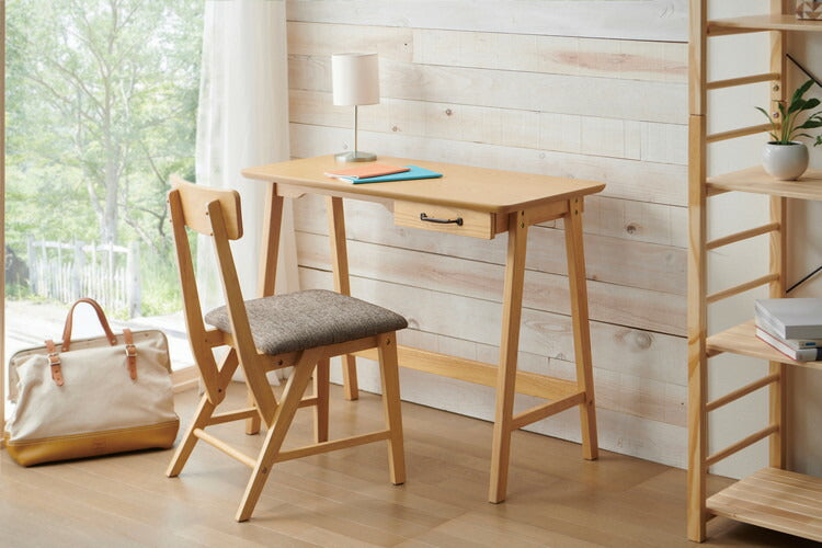 ライラ デスクワークデスク 幅900mm 奥行450mm 高さ700mm シンプルデスク 引き出し付きデスク 学習机 作業用デスク パソコンデスク PCデスク 天然木フレーム(代引不可)