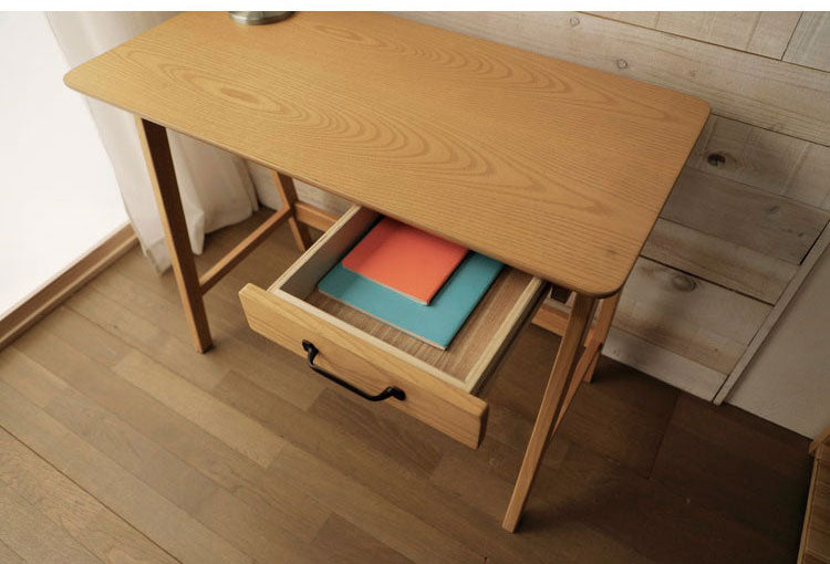 ライラ デスクワークデスク 幅900mm 奥行450mm 高さ700mm シンプルデスク 引き出し付きデスク 学習机 作業用デスク パソコンデスク PCデスク 天然木フレーム(代引不可)