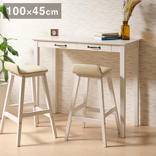 カウンターテーブル 100×45cm ハイテーブル ミニヨン MIGNON 引き出し付き 木製 天然木 木目 北欧風 おしゃれ かわいい リビング 玄関 コンソールデスク キッチンカウンター テーブル MIGNON-HT100(代引不可)