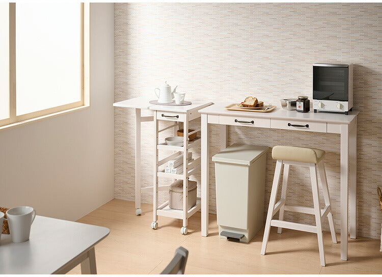 カウンターテーブル 100×45cm ハイテーブル ミニヨン MIGNON 引き出し付き 木製 天然木 木目 北欧風 おしゃれ かわいい リビング 玄関 コンソールデスク キッチンカウンター テーブル MIGNON-HT100(代引不可)