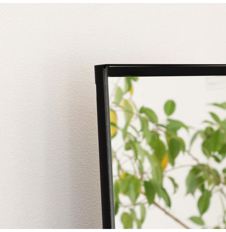 スタンドミラー 大型 幅57 奥行き36 高さ158.5 ミラー 鏡 全身鏡 姿見 スチール製 スチールフレーム キャスター付 ストッパー付 飛散防止 おしゃれ シンプル(代引不可)