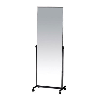 スタンドミラー 大型 幅57 奥行き36 高さ158.5 ミラー 鏡 全身鏡 姿見 スチール製 スチールフレーム キャスター付 ストッパー付 飛散防止 おしゃれ シンプル(代引不可)