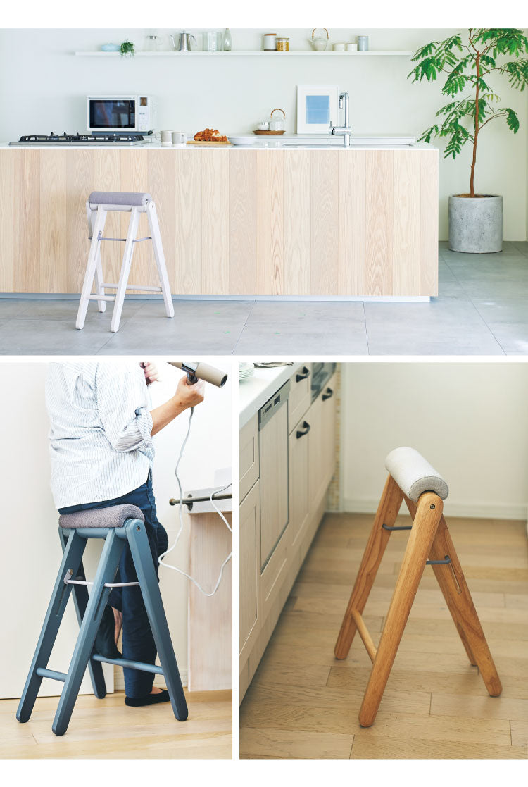 折り畳みスツール 単品 フォールディングハイスツール 折りたたみチェア ラバーウッド コンパクト スツール 椅子 ちょい掛け キッチン 洗面所 イス いす チェアー 作業用チェア 折りたたみイス 収納(代引不可)