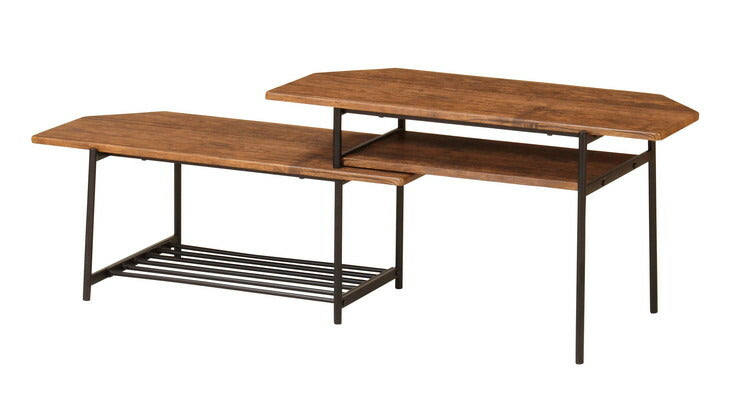 スライドTVボード ブラウン ローボード テレビ台 TV台 テレビボード スライド式 インダストリアル コーナーボード ディスプレイラック ヴィンテージ調 ディスプレイボード(代引不可)