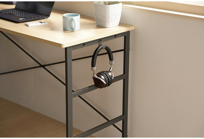 デスク 勉強机 幅90 奥行50 高さ72cm 木目調 アジャスター付き サイドフック付き コード穴 パソコンデスク 作業机 リモートワーク モダン おしゃれ 新生活 リビング オフィス ヴァンナ VAN-D90(NA)(代引不可)