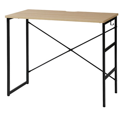 デスク 勉強机 幅90 奥行50 高さ72cm 木目調 アジャスター付き サイドフック付き コード穴 パソコンデスク 作業机 リモートワーク モダン おしゃれ 新生活 リビング オフィス ヴァンナ VAN-D90(NA)(代引不可)