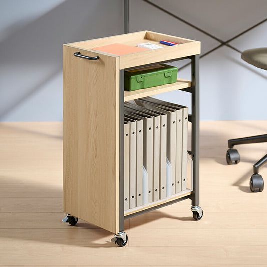 デスクワゴン A4サイズ可 幅27 奥行40.5 高さ61.5cm キャスター付き 高さ調節可能 可動棚 モダン おしゃれ リビング リモートワーク オフィス デスク ワゴン ヴァンナ VAN-W27(NA)(代引不可)