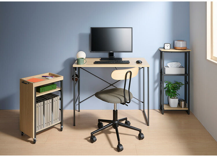 デスクワゴン A4サイズ可 幅27 奥行40.5 高さ61.5cm キャスター付き 高さ調節可能 可動棚 モダン おしゃれ リビング リモートワーク オフィス デスク ワゴン ヴァンナ VAN-W27(NA)(代引不可)
