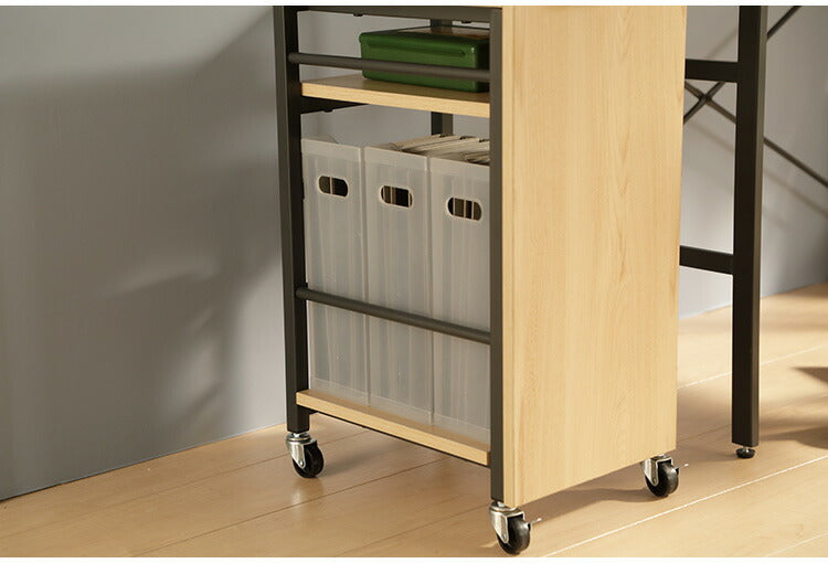 デスクワゴン A4サイズ可 幅27 奥行40.5 高さ61.5cm キャスター付き 高さ調節可能 可動棚 モダン おしゃれ リビング リモートワーク オフィス デスク ワゴン ヴァンナ VAN-W27(NA)(代引不可)