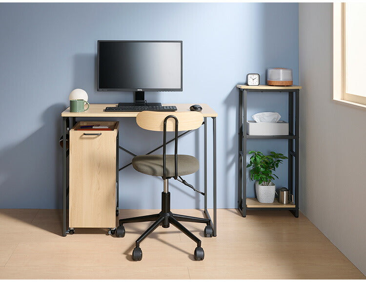 デスクワゴン A4サイズ可 幅27 奥行40.5 高さ61.5cm キャスター付き 高さ調節可能 可動棚 モダン おしゃれ リビング リモートワーク オフィス デスク ワゴン ヴァンナ VAN-W27(NA)(代引不可)